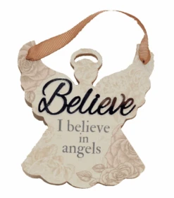 Reflective Words – Believe Sentiment Angel Hanger