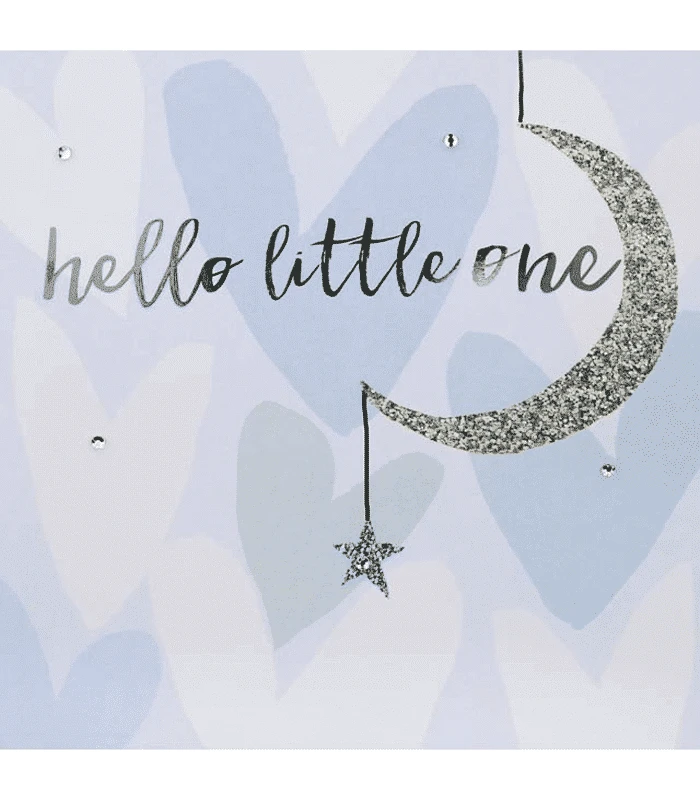 Blush Greeting Card With Gems – Hello Little One Baby Boy Card 3 Blush Greeting Card With Gems – Hello Little One Baby Boy Card