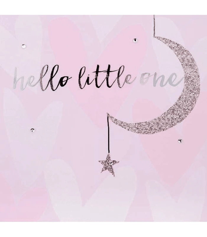 Blush Greeting Card With Gems – Hello Little One Baby Girl Card 3 Blush Greeting Card With Gems – Hello Little One Baby Girl Card