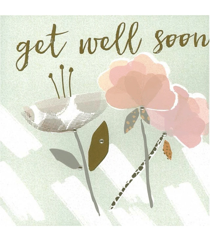 Blush Greeting Card With Gems – Get Well Soon 3 Blush Greeting Card With Gems – Get Well Soon