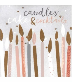 Blush Greeting Card With Gems – Candles, Cake And Cocktails