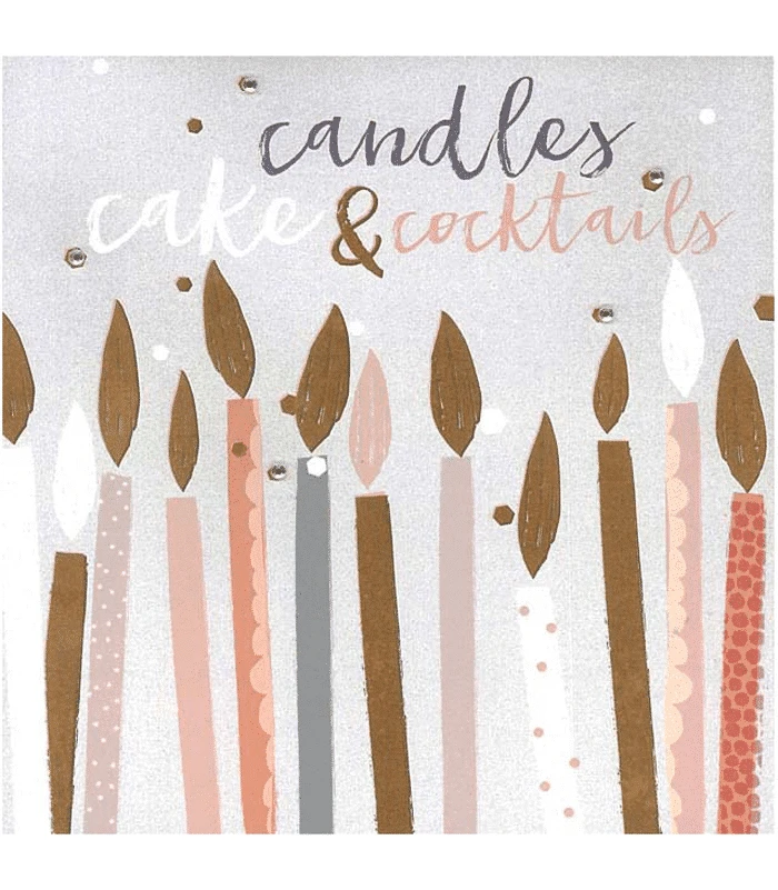 Blush Greeting Card With Gems – Candles, Cake And Cocktails 3 Blush Greeting Card With Gems – Candles, Cake And Cocktails