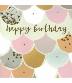 Blush Greeting Card With Gems – Happy Birthday