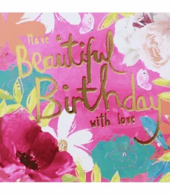 Birthday Card – Have A Beautiful Birthday – Botanicals Greeting Card With Gems