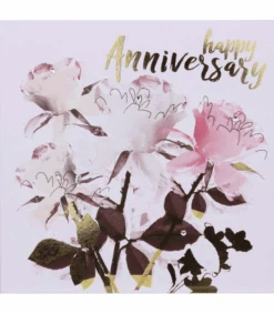 Anniversary Card – Happy Anniversary – Botanicals Greeting Card With Gems