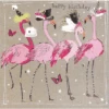 Fancy Pants Greeting Card With Gems – Happy Birthday – Flamingos