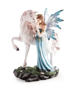 Fantasy Fairy Figurine – Blue Fairy With Unicorn
