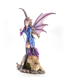 Fantasy Fairy Figurine – Executive Vampire Fairy With Pet Leopard
