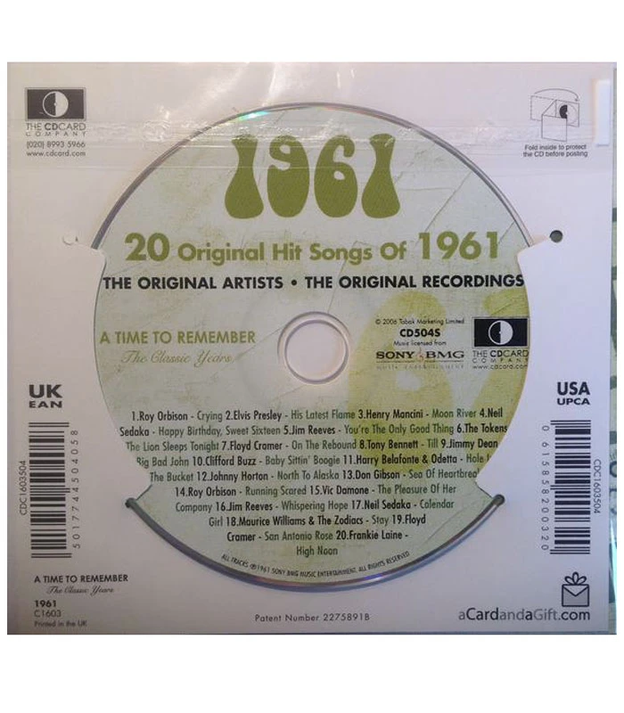 1961 Classic Years CD Card 5 1961 Classic Years CD Card - Image 3