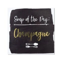 Classic Piano Female Birthday Card – “Soup Of The Day: Champagne”