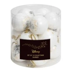 COLLECTIBLE WHITE GLITTER BAUBLES (SET OF 15)